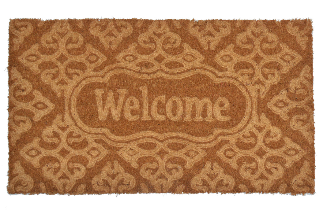 WELCOME PATTERN - EMBOSSED COIR VINYL-BACKED DOORMAT