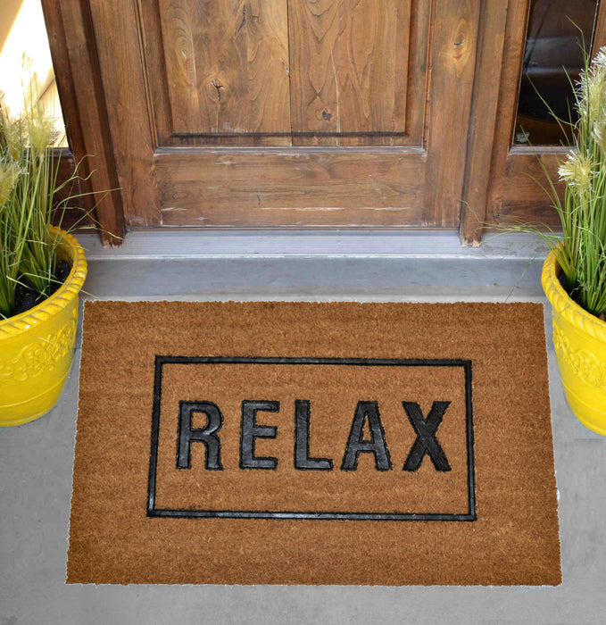 RELAX - RUBBER EMBOSSED COIR VINYL-BACKED DOORMAT