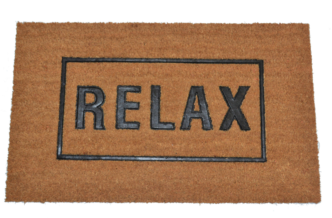 RELAX - RUBBER EMBOSSED COIR VINYL-BACKED DOORMAT