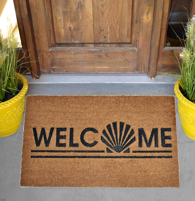 WELCOME SHELL- RUBBER EMBOSSED COIR VINYL-BACKED DOORMAT