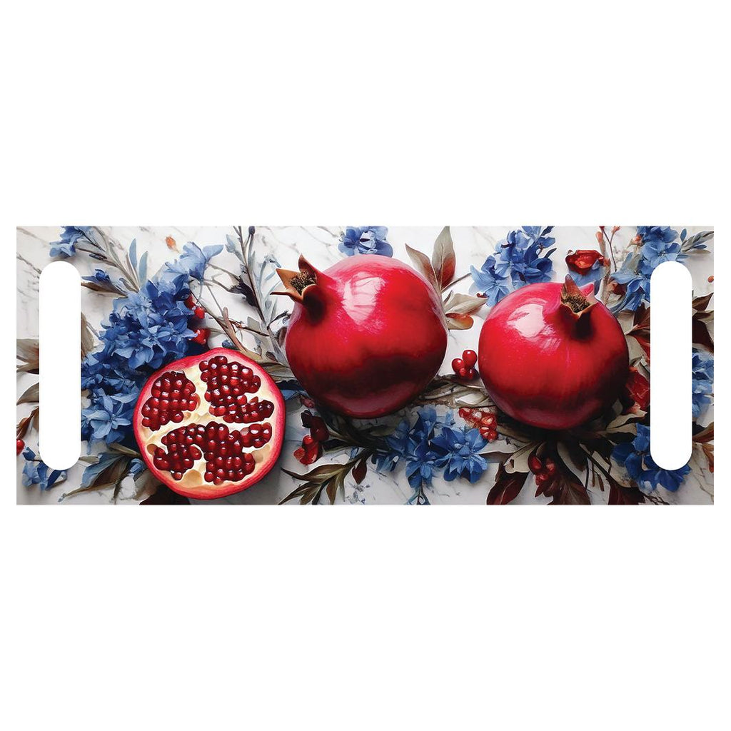 DUAL PURPOSE BOARDS POMEGRANATES WITH BLUE FLOWERS ON MARBLE