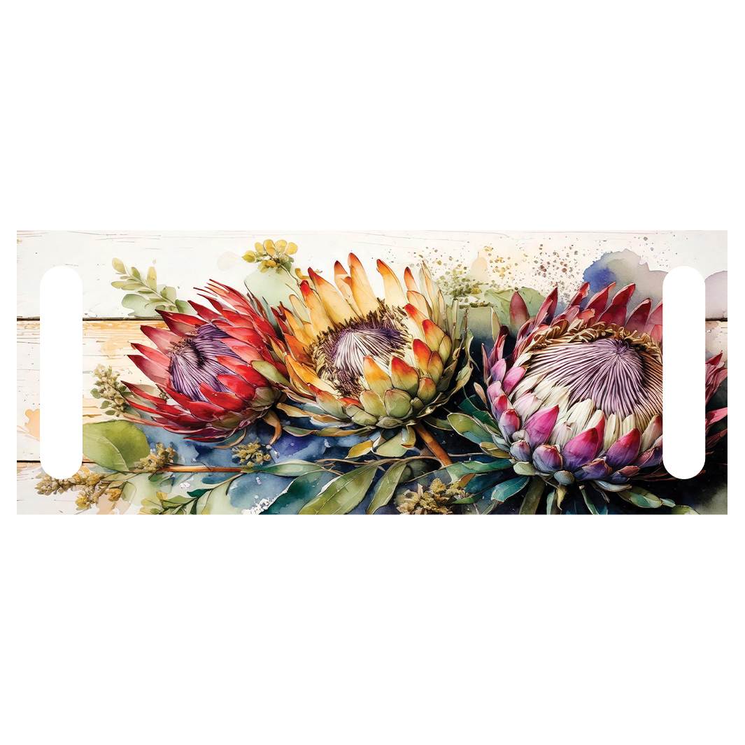 DUAL PURPOSE BOARDS COLOURFUL WATERCOLOUR PROTEAS ON WOOD