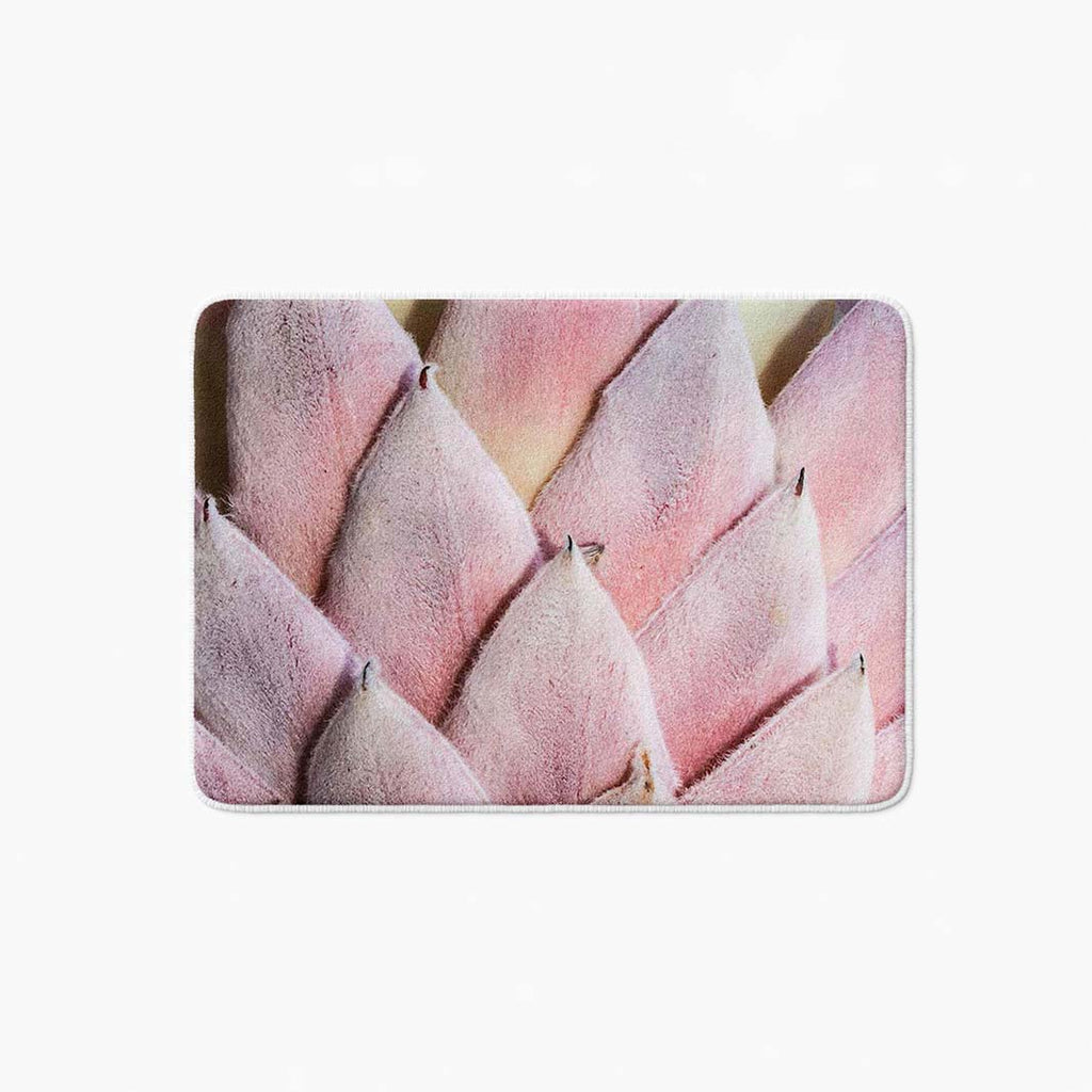 FLORAL DEEP PINK KING PROTEA LEAVES BATHMAT