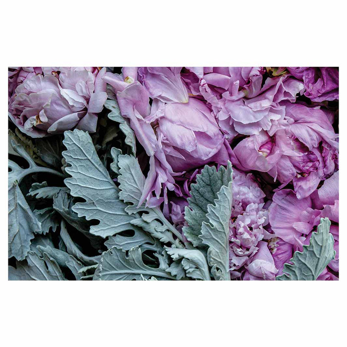 FLORAL SILVER LEAVES WITH PINK PEONIES BATHMAT