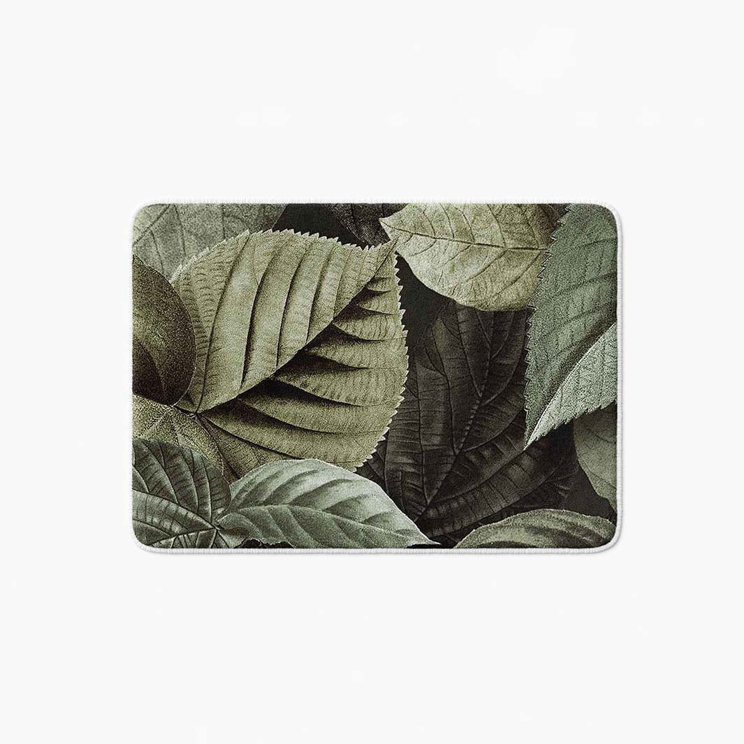 LEAVES GREEN MONOCHROMATIC LEAVES BATHMAT