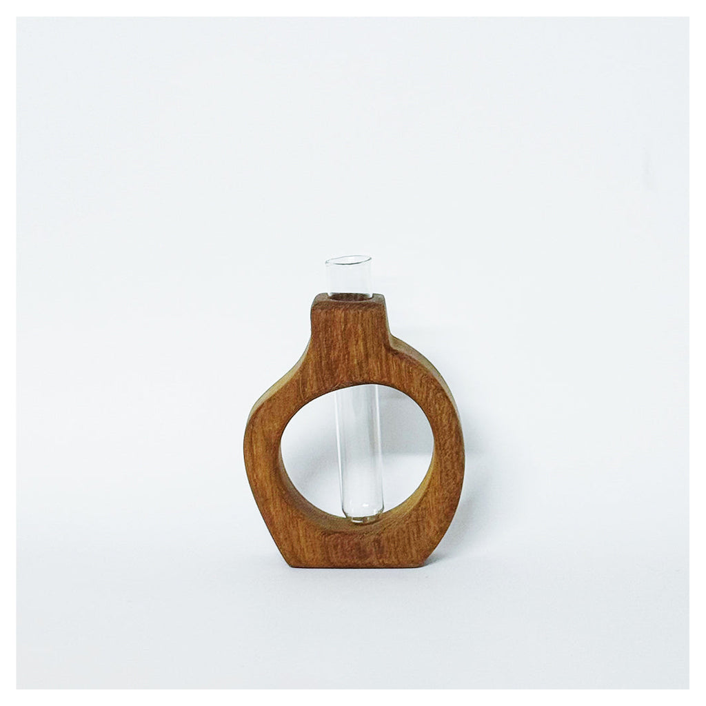 GLASS TUBE WOODEN VASE