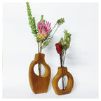 GLASS TUBE WOODEN VASE