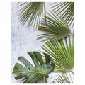 LEAVES GREEN PALM LEAVES ON WHITE FLEECE BLANKET