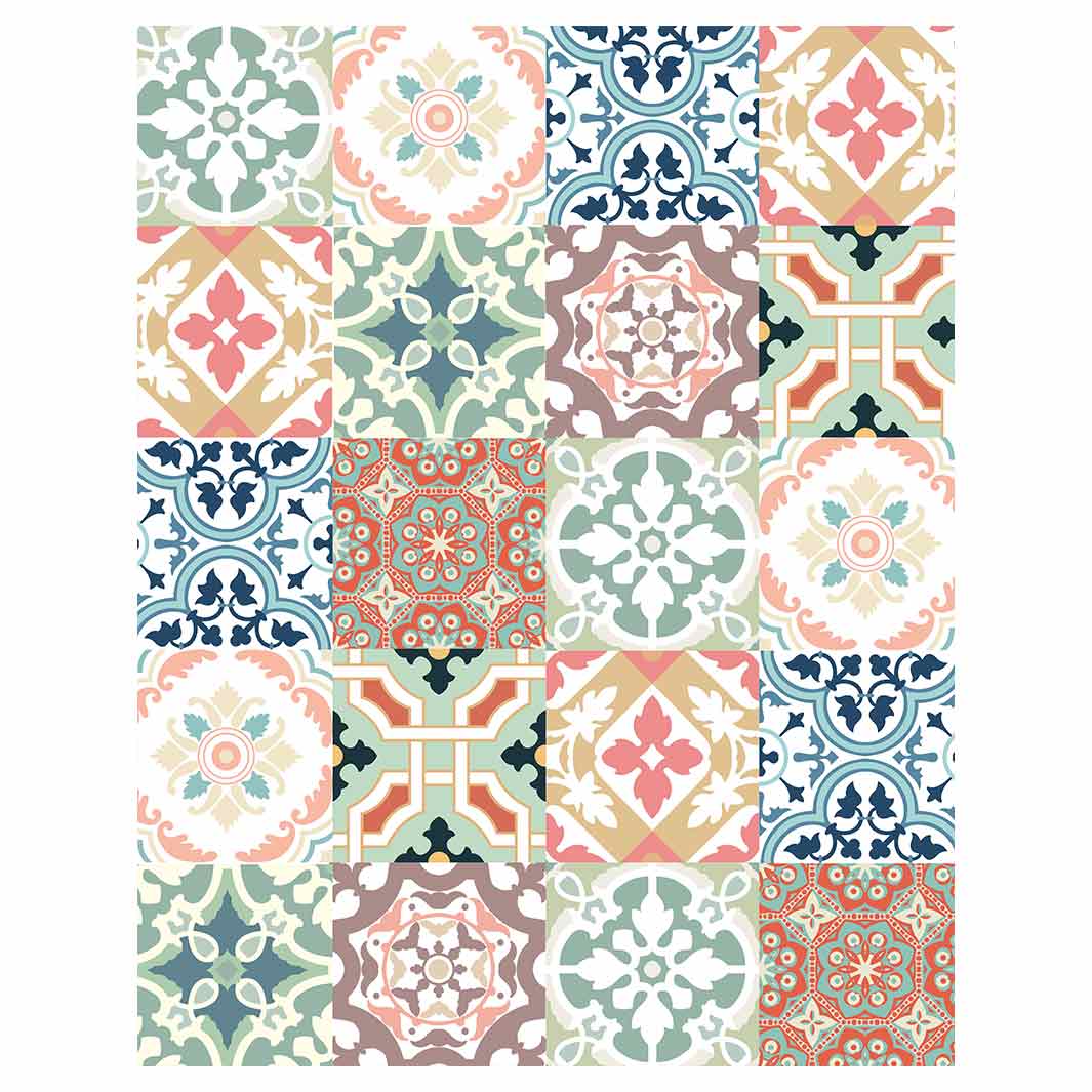 PATTERN TEAL AND ORANGE TILE FLEECE BLANKET