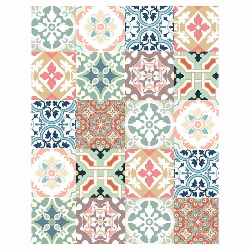 PATTERN TEAL AND ORANGE TILE FLEECE BLANKET
