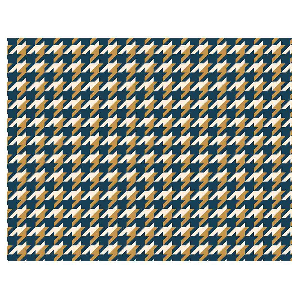 HOUNDSTOOTH BLUE AND GOLD FLEECE BLANKET
