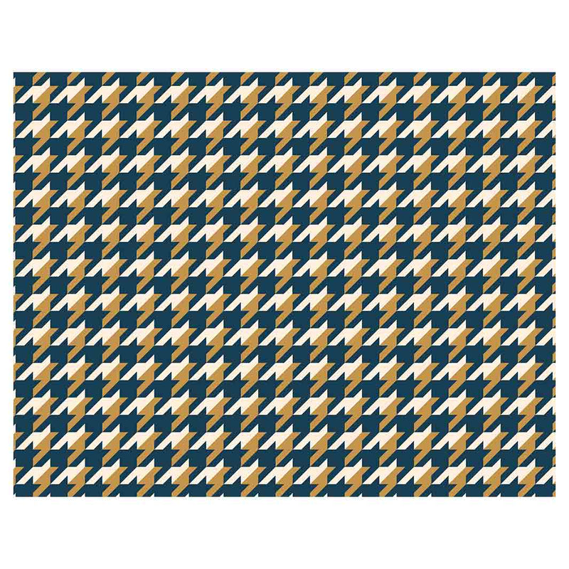 HOUNDSTOOTH BLUE AND GOLD FLEECE BLANKET