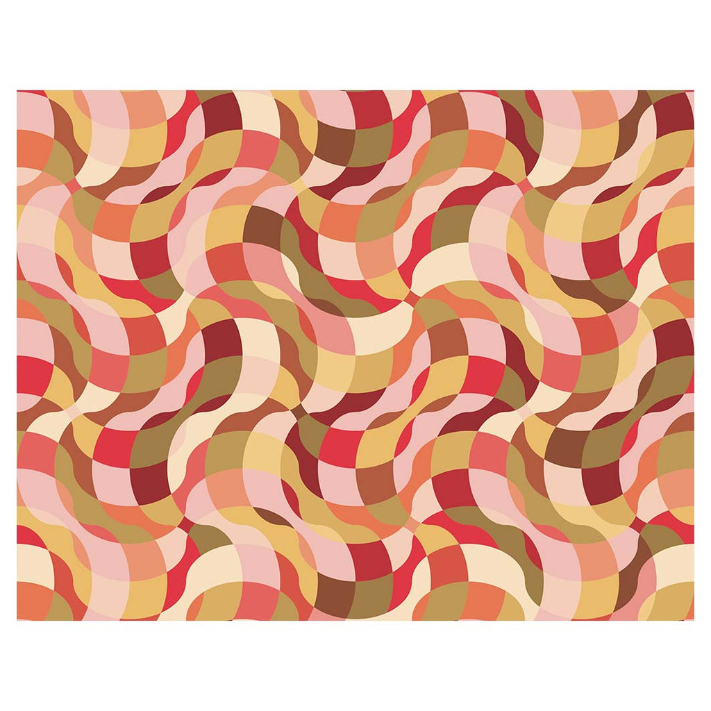 RETRO WAVE PATTERN PINKS AND MUSTARD FLEECE BLANKET