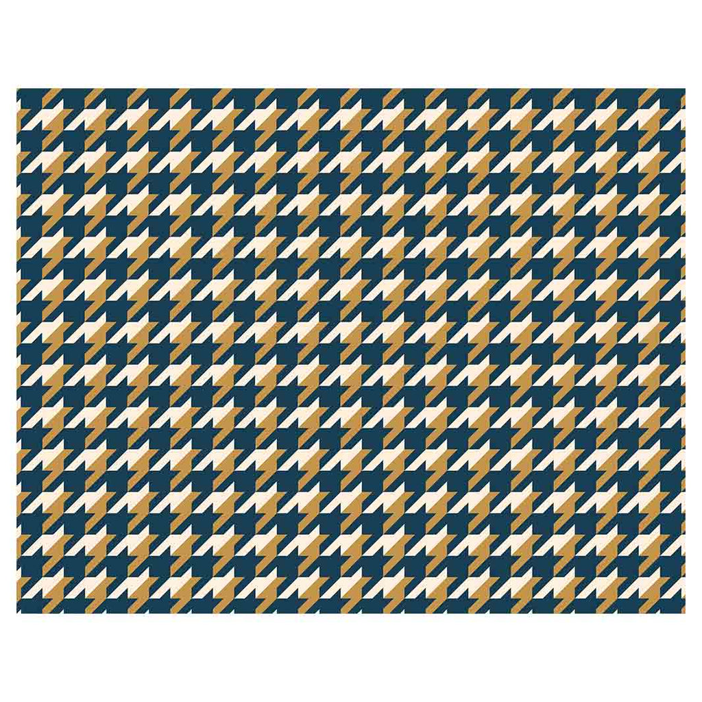 HOUNDSTOOTH BLUE AND GOLD FLEECE BLANKET