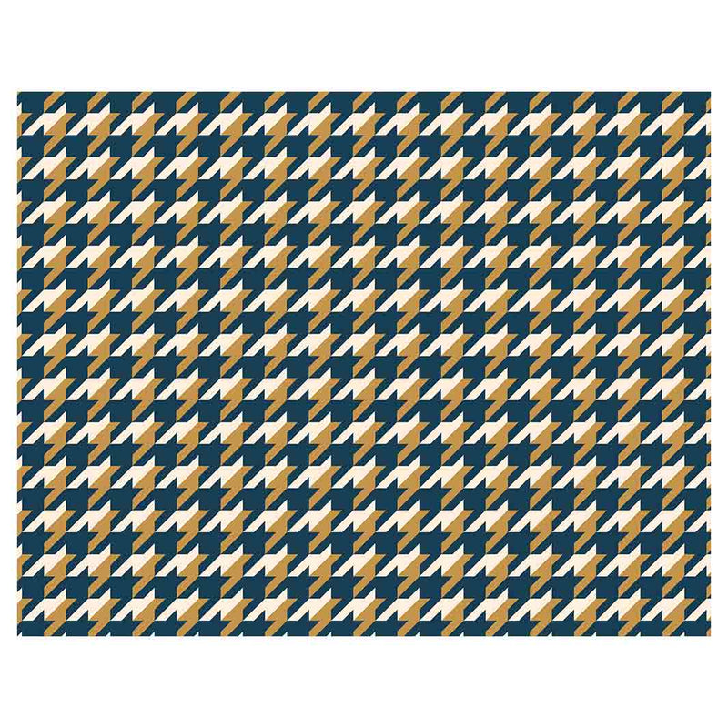 HOUNDSTOOTH BLUE AND GOLD FLEECE BLANKET