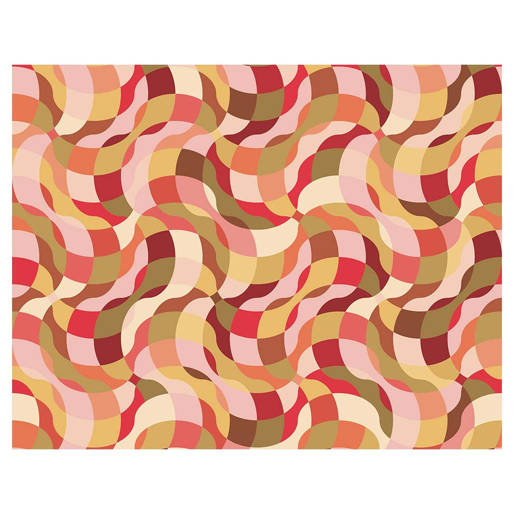 RETRO WAVE PATTERN PINKS AND MUSTARD FLEECE BLANKET