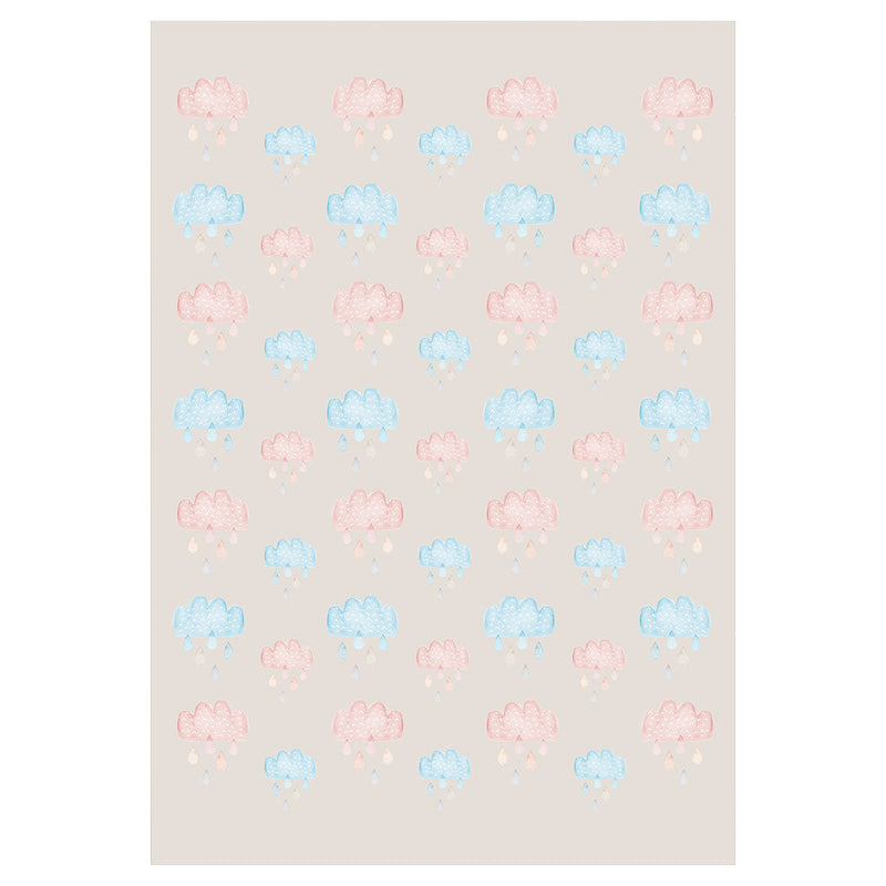 KIDS PINK AND BLUE WATERCOLOUR CLOUDS FLEECE BLANKET