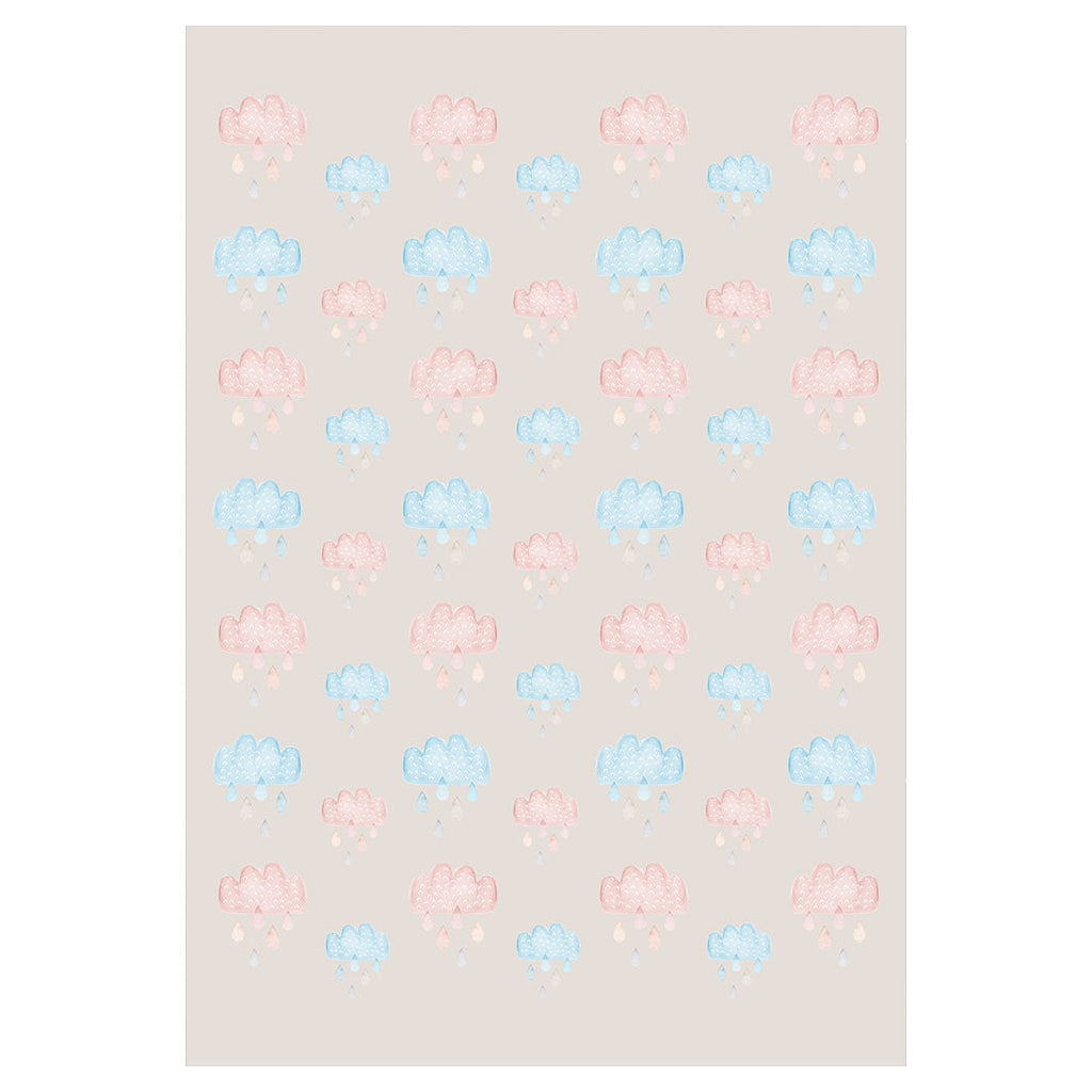 KIDS PINK AND BLUE WATERCOLOUR CLOUDS FLEECE BLANKET
