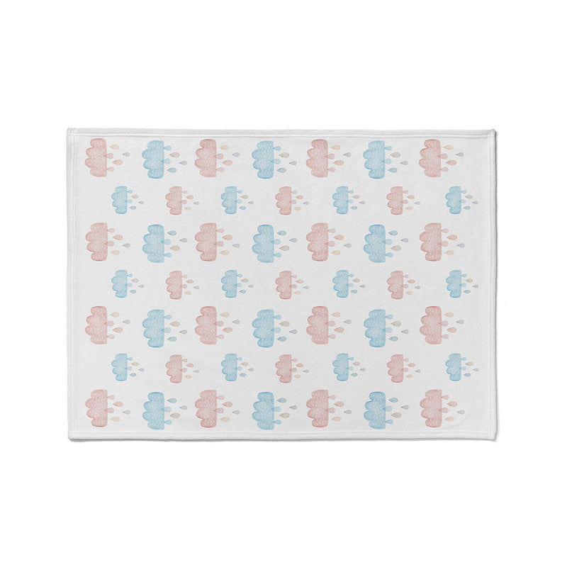 KIDS PINK AND BLUE WATERCOLOUR CLOUDS FLEECE BLANKET
