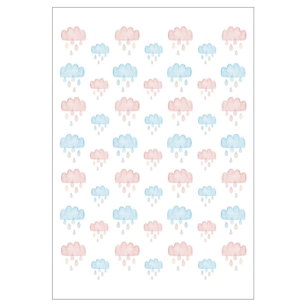 KIDS PINK AND BLUE WATERCOLOUR CLOUDS FLEECE BLANKET