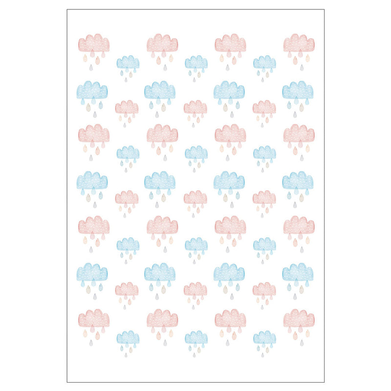 KIDS PINK AND BLUE WATERCOLOUR CLOUDS FLEECE BLANKET