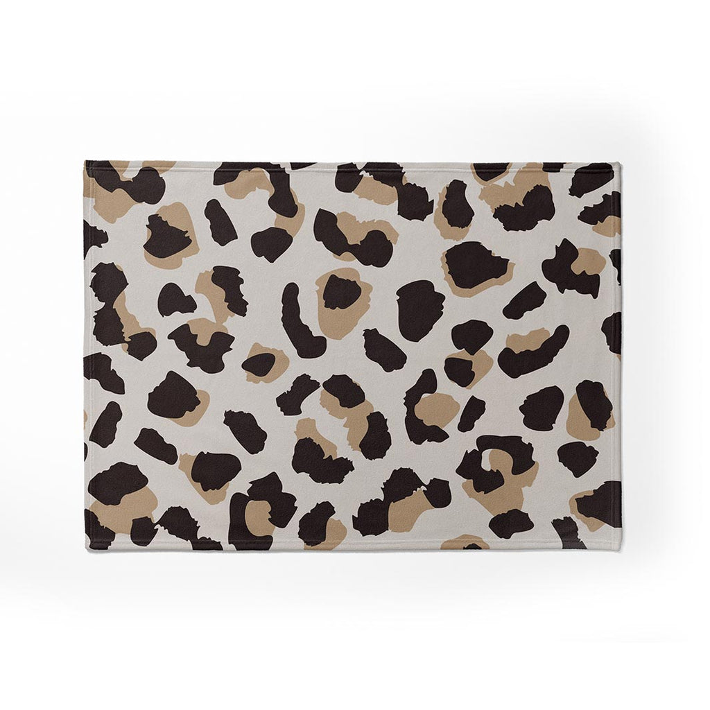 KIDS NATURAL BROWN LEOPARD PRINT FLEECE BLANKET