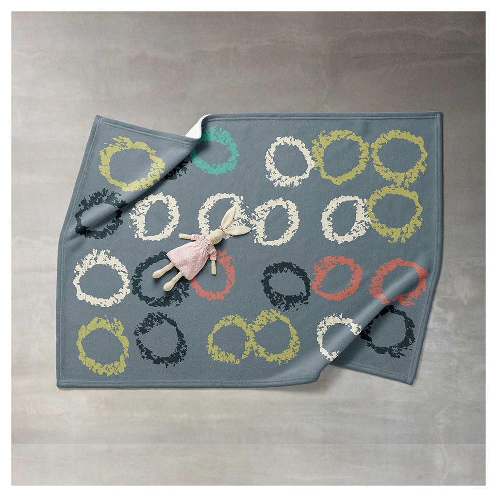 KIDS MULTI COLOR CHALK CIRCLE PATTERN FLEECE BLANKET