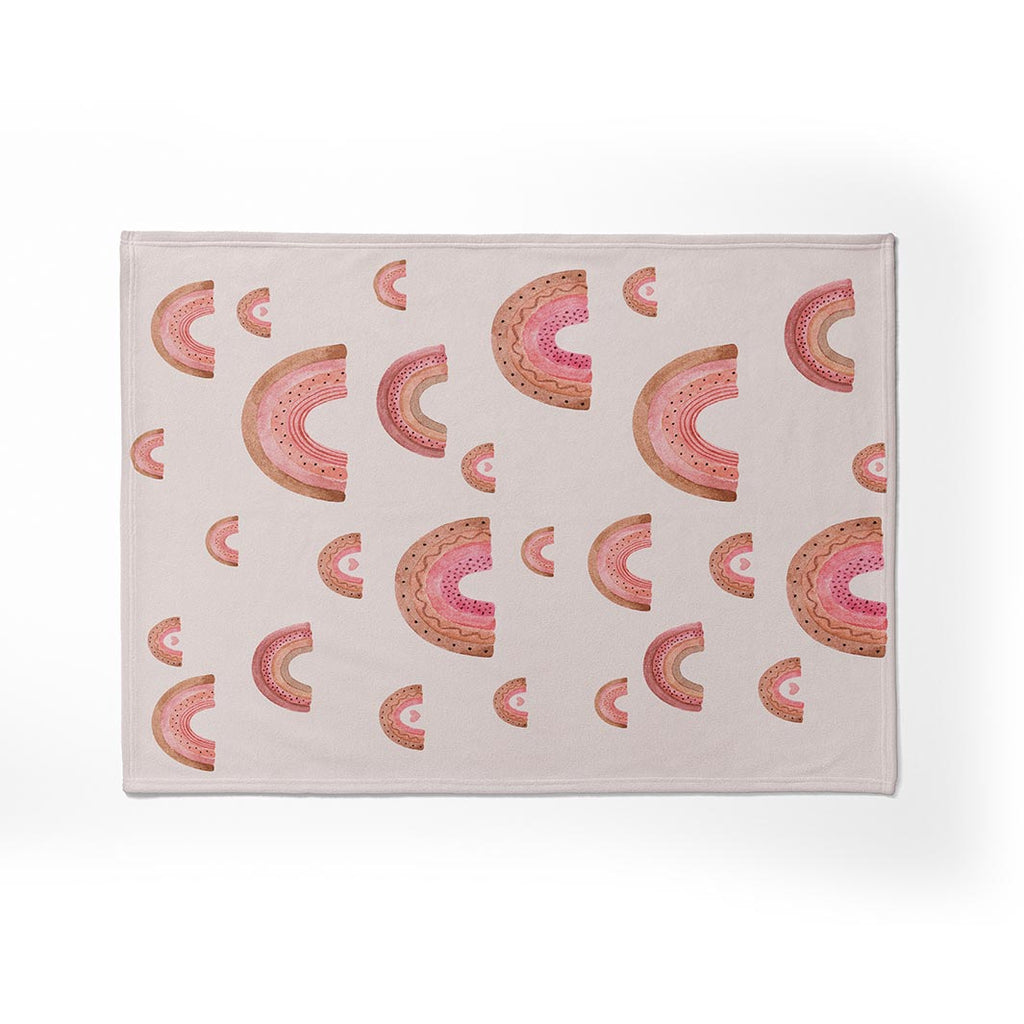 KIDS PINK RAINBOW WATERCOLOUR PATTERN FLEECE BLANKET