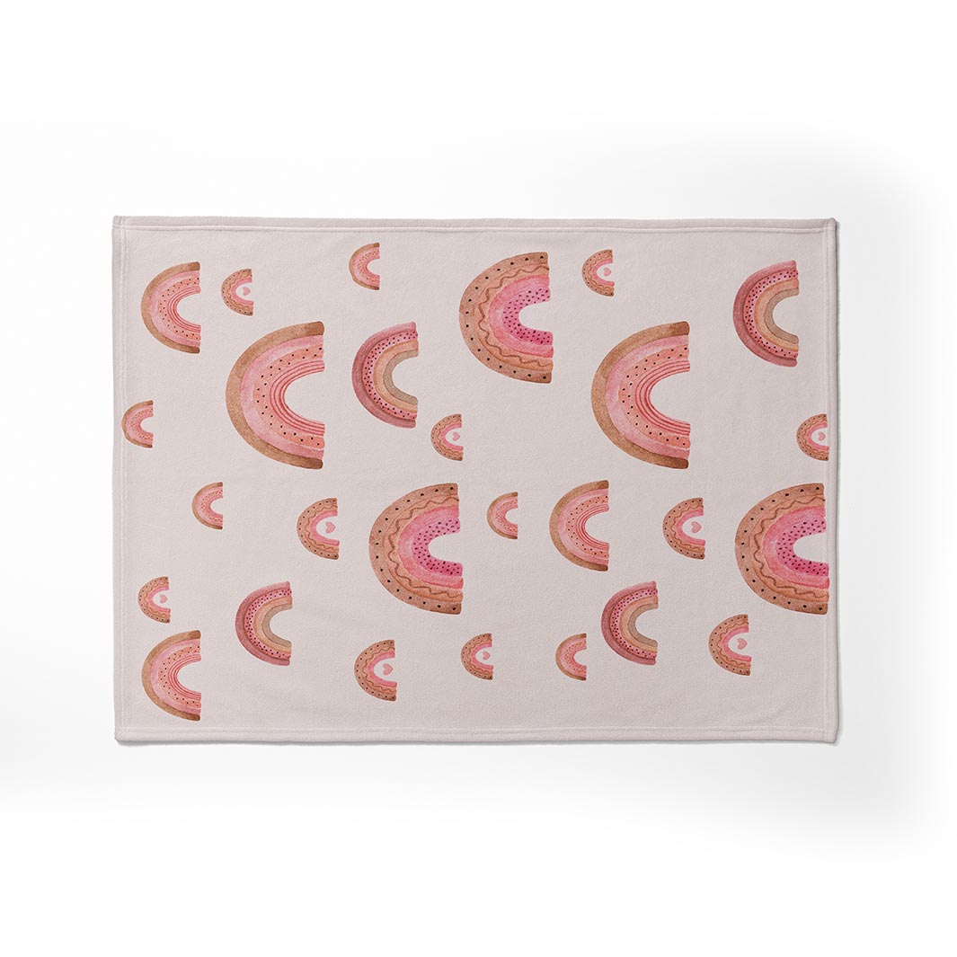 KIDS PINK RAINBOW WATERCOLOUR PATTERN FLEECE BLANKET