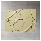 KIDS YELLOW AIRPLANE PATHS FLEECE BLANKET