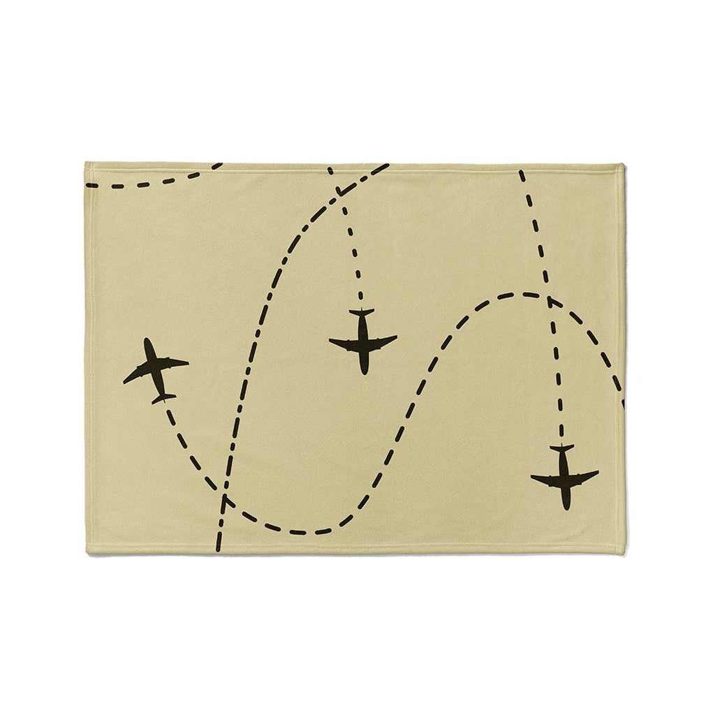 KIDS YELLOW AIRPLANE PATHS FLEECE BLANKET