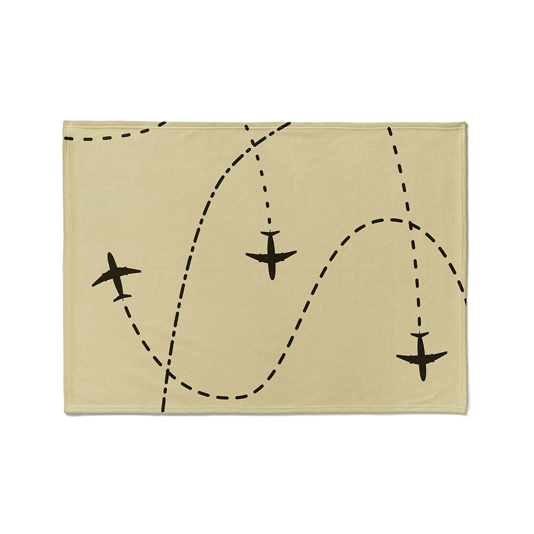 KIDS YELLOW AIRPLANE PATHS FLEECE BLANKET