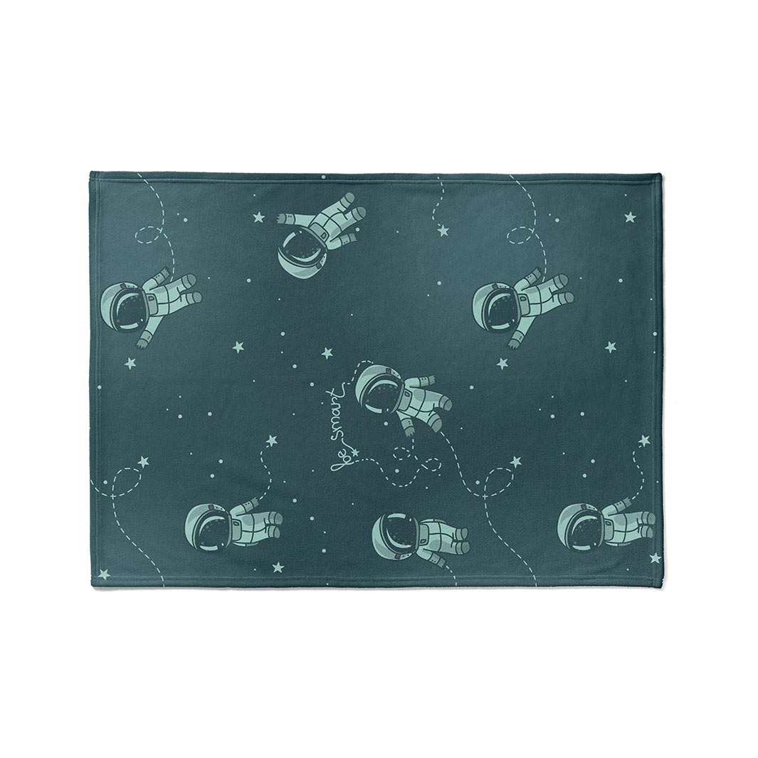 KIDS BLUE ASTRONAUT PATTERN FLEECE BLANKET