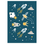 KIDS BLUE SPACESHIPS PATTERN FLEECE BLANKET
