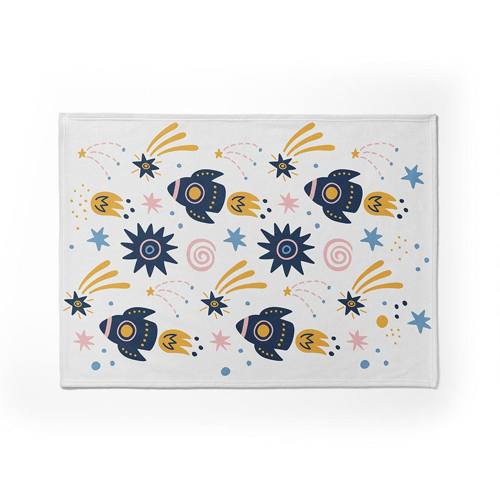 KIDS COLOURFUL SPACESHIPS PATTERN FLEECE BLANKET