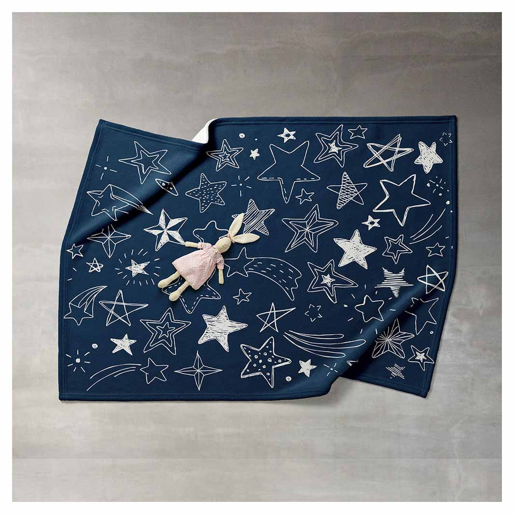 KIDS NAVY AND WHITE STARS PATTERN FLEECE BLANKET