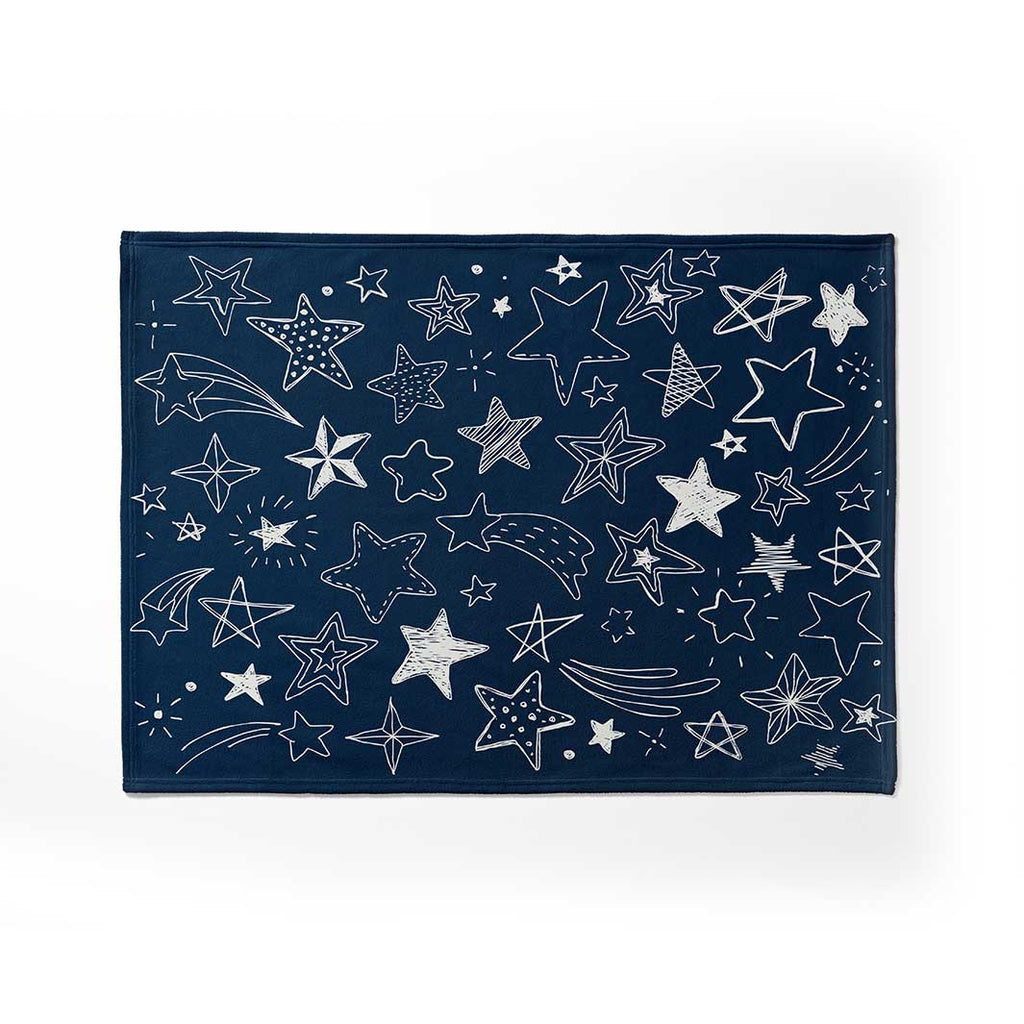 KIDS NAVY AND WHITE STARS PATTERN FLEECE BLANKET
