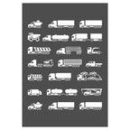 KIDS CHARCOAL TRUCK PATTERN FLEECE BLANKET