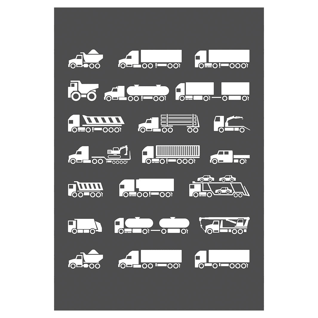 KIDS CHARCOAL TRUCK PATTERN FLEECE BLANKET