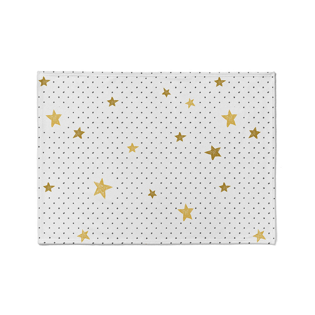 KIDS BLACK AND GOLD DOTS AND STARS PATTERN FLEECE BLANKET