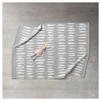 KIDS GREY WHITE LINES PATTERN FLEECE BLANKET