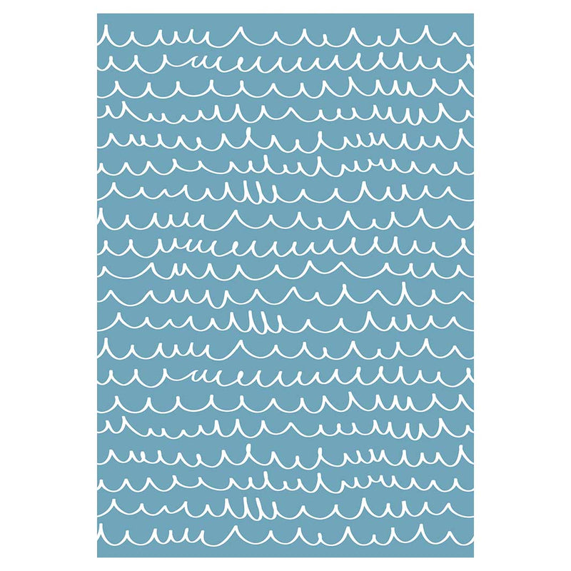KIDS BLUE WHITE LINE WAVE PATTERN FLEECE BLANKET
