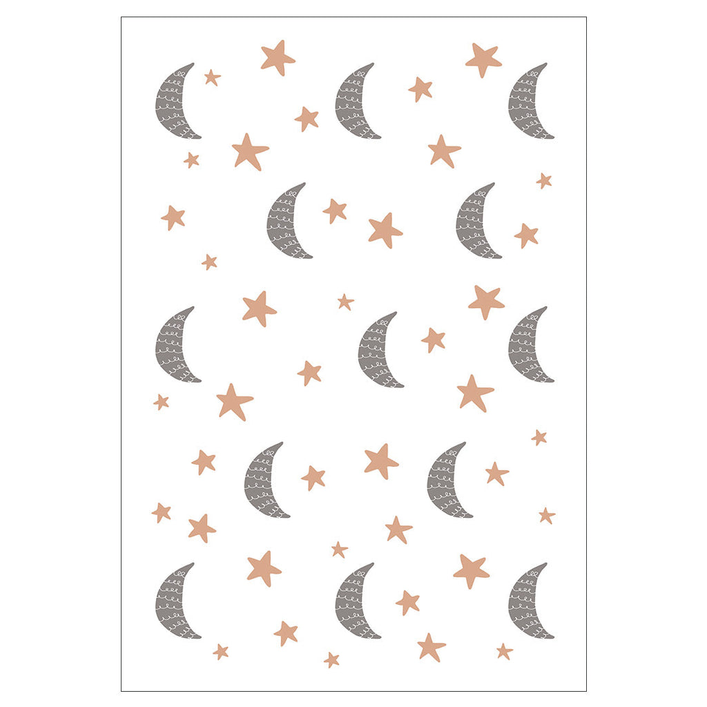 KIDS GREY AND PINK MOON AND STARS PATTERN FLEECE BLANKET