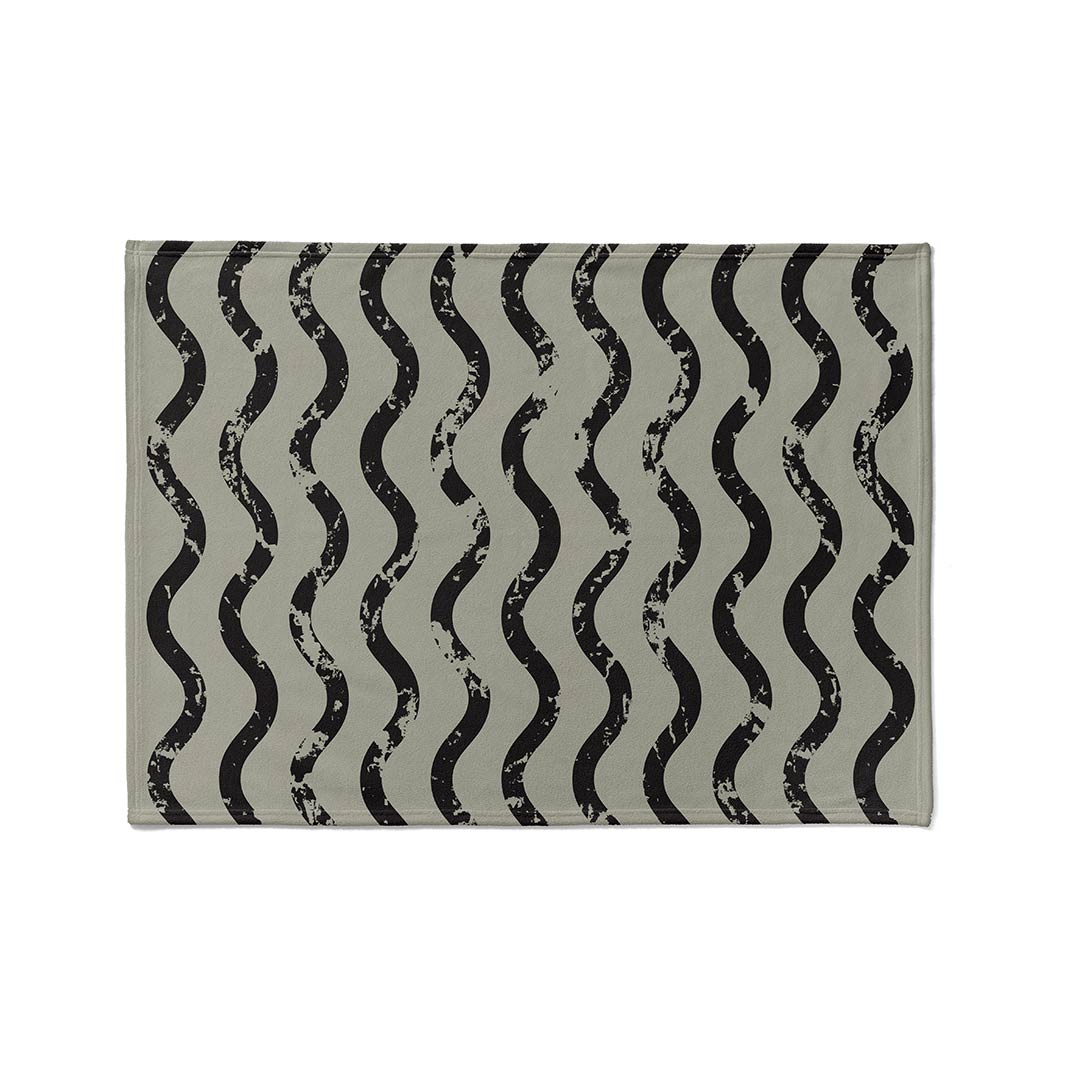 KIDS GREEN AND BLACK TRUCK TRACKS FLEECE BLANKET