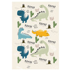 KIDS BEIGE DINOSAUR PATTERN FLEECE BLANKET