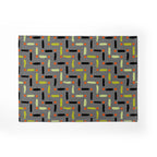 KIDS GREY AND GREEN LINE AND DOT PATTERN FLEECE BLANKET