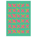 KIDS PINK AND GREEN CROSS PATTERN FLEECE BLANKET