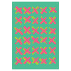 KIDS PINK AND GREEN CROSS PATTERN FLEECE BLANKET