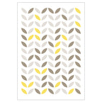 KIDS GREY AND YELLOW GEO LEAF PATTERN FLEECE BLANKET
