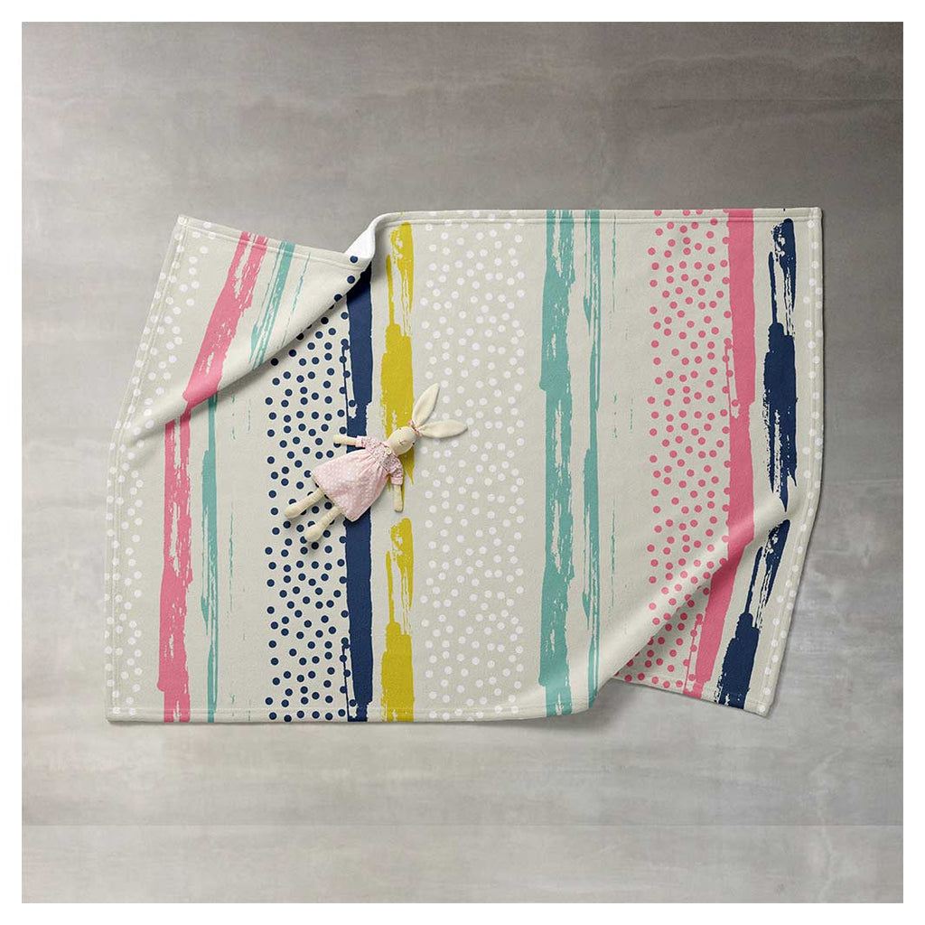 KIDS COLOURFUL LINES AND DOTS PATTERNS FLEECE BLANKET